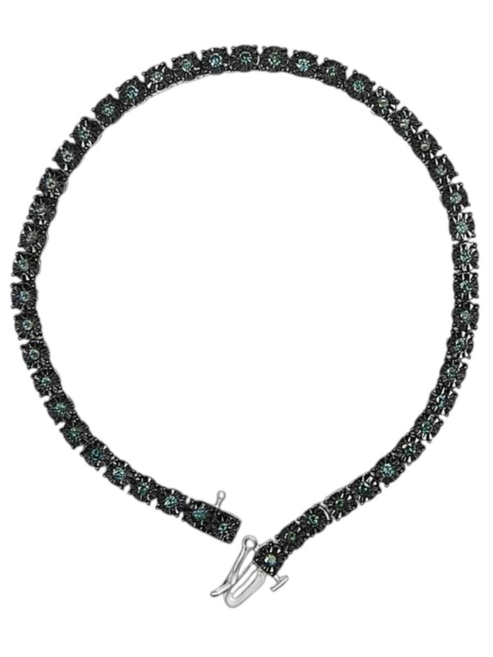 Blue Diamond Sterling Silver Tennis Bracelet 1 CTW